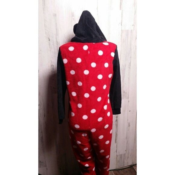 Disney Minnie Mouse Womens Pajamas Size Medium 8/10 Full Length Zip Up Hooded - Picture 3 of 6